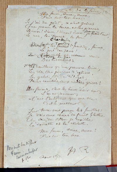 Manuscript of the poem 