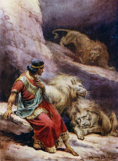 Daniel in the den of lions by Arthur Twidle