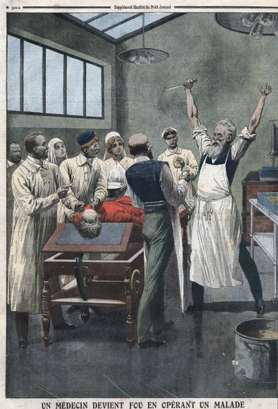 A doctor surgeon went mad operating a patient in a hospital in Razomin, Chita, Russia by Artist Unknown