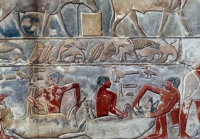 Art Egypt: Feeding of a Hyena, Simile from the Mastaba of Mereruka by Artist Unknown