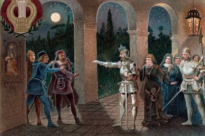 Leonora abducted from convent by Manrico, Act II scene 5 from opera "Il Trovatore" by Giuseppe Verdi by Artist Unknown