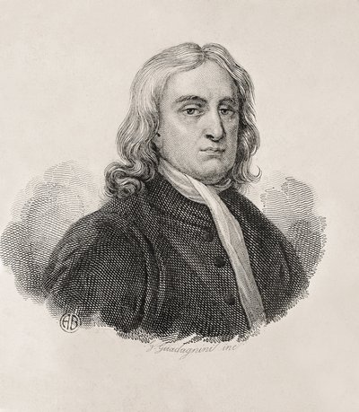 Portrait of Isaac Newton, Work by Gaetano Guadagnini. Engraving. by Artist Unknown