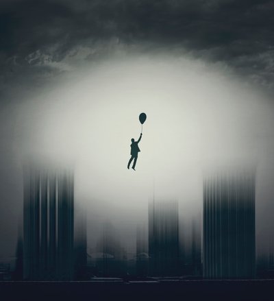 Floating Man City Dream by Asef Azimaie
