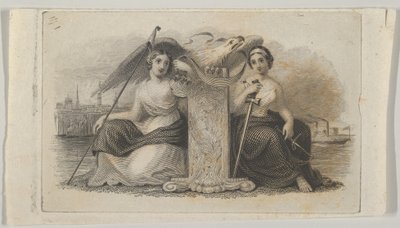 Banknote Vignette with Female Figures Representing Liberty and Justice by Asher Brown Durand.