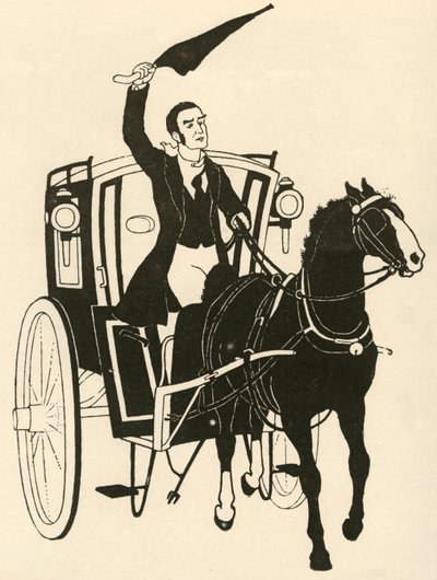 Seizing the Reins in One Hand, and Stirring Up the Horse with His Umbrella, 1928 by Athelstan Rusden