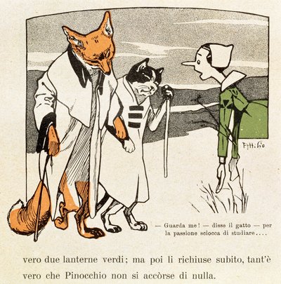 Pinocchio Meets Cat and Fox by Attilio Mussino