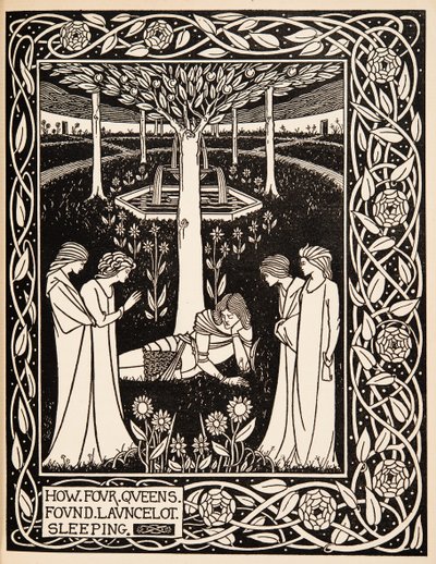How Four Queens Found Launcelot Sleeping by Aubrey Beardsley