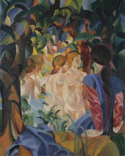 Bathing Girls with City in the Background by August Macke