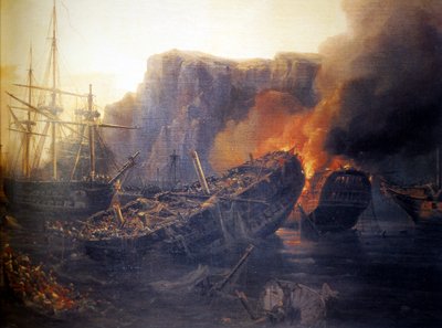 Evening of the Battle of Navarino by Auguste Etienne Francois Mayer