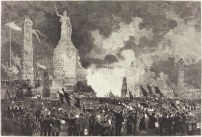 14 July. Illumination of the Place de la République by Auguste Lepère after Henri Louis Scott