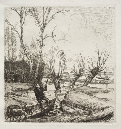 In the Flooded Marsh: The Shepherdess by Auguste Louis Lepère