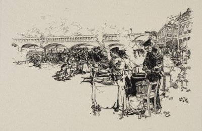 Landing Stage of the Boat Omnibus by Auguste Louis Lepère