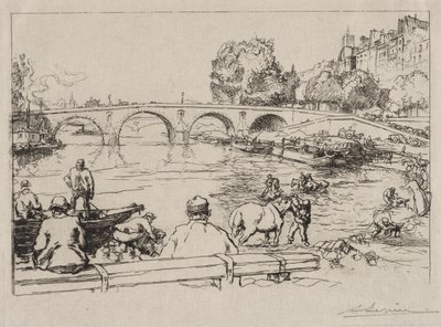 The Watering Place at Pont Marie by Auguste Louis Lepère