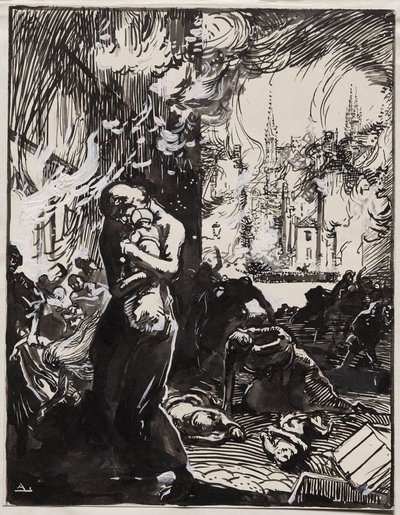 The Fire of Louvain by Auguste Louis Lepère