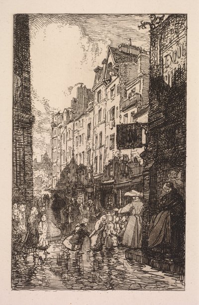 La Bièvre, Les Gobelins, Saint-Séverin: The Saint-Séverin Quarter: Rue des Prêtres Saint-Séverin by Auguste Louis Lepère
