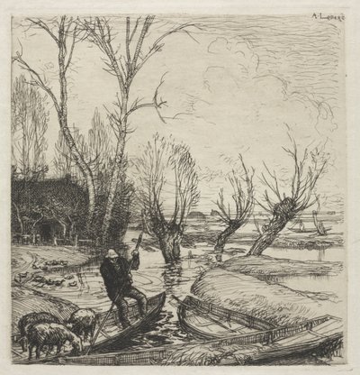 Man in a Boat with Three Sheep by Auguste Louis Lepère