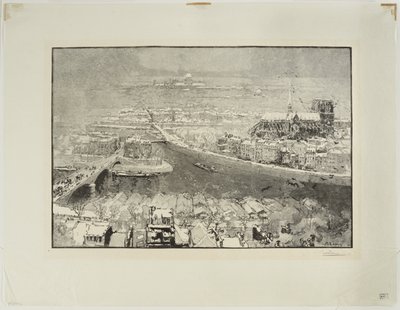 Paris under the Snow, Seen from the Top of St. Gervais by Auguste Louis Lepère