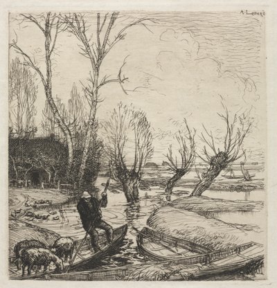Man in a Boat with Three Sheep by Auguste Louis Lepère