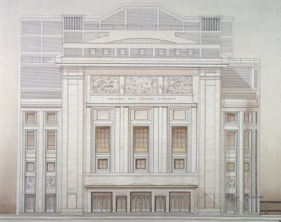 Theatre des Champs-Elysees: Facade - Project by Perret by Auguste Perret
