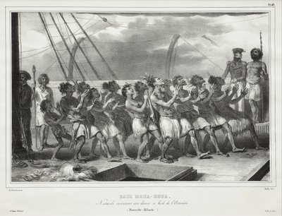 Uawa/Tolaga Bay, Natives Performing a Haka on Board the Astrolabe (New Zealand) by Auguste Raffet