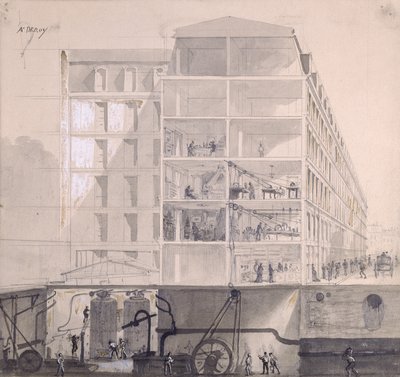Cross-section of workers housing in the XIth Arrondissement in Paris by Auguste Victor Deroy