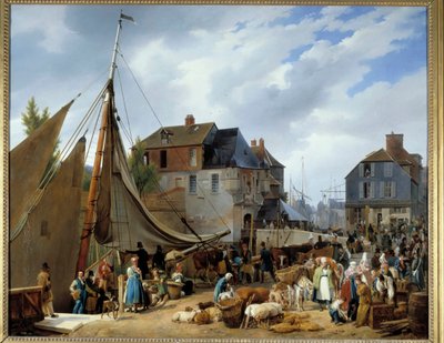 Boarding Cattle in the Port of Honfleur by Auguste Xavier Leprince