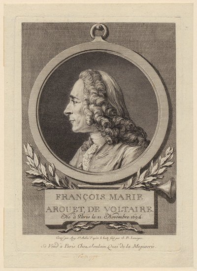 Portrait of François Marie Arouet de Voltaire by Augustin de Saint-Aubin