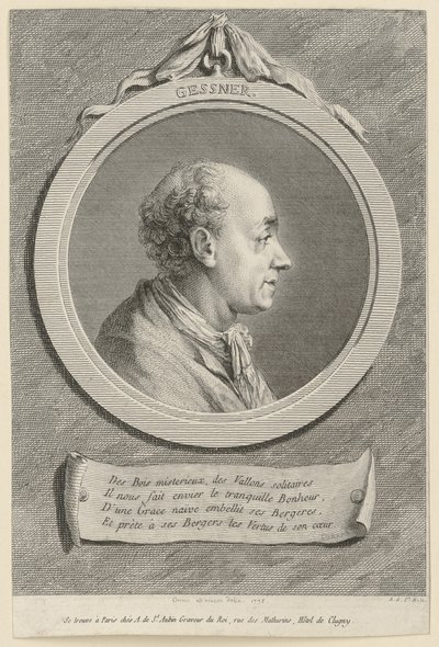 Portrait of Salomon Gessner by Augustin de Saint-Aubin
