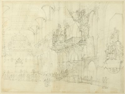 Study for Guild Hall, from Microcosm of London by Augustus Charles Pugin