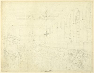 Study for The Long Room, Custom House, from Microcosm of London by Augustus Charles Pugin