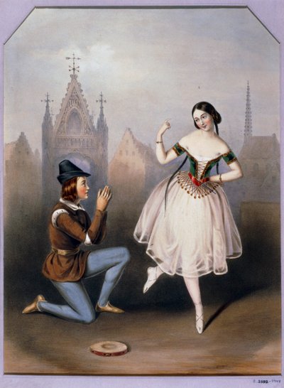 Carlotta Grisi as Esmeralda and Jules Perrot as Gringoire - La Esmeralda, Ballet in 3 Acts by Augustus Jules Bouvier