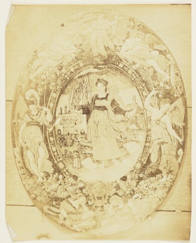 Plate Featuring Allegorical Figure of Grammar by Augustus W. Franks