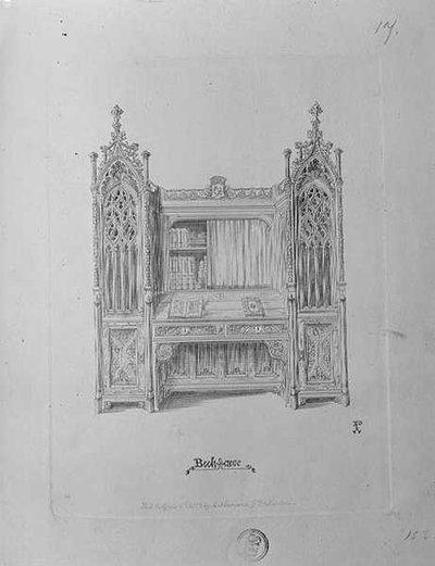 Design for a gothic bookcase, c.1835 by Augustus Welby Northmore Pugin