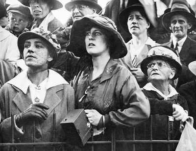 A group of women in a crowd at the Anzac Buffet in Hyde Park where relations waited to welcome home their loved ones by Australian Photographer