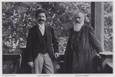 Composers Johann Strauss the Younger and Johannes Brahms, Vienna by Austrian Photographer