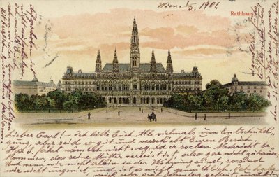 Postcard Depicting the Town Hall in Vienna by Austrian School