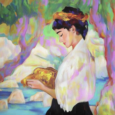 Contemplative Woman With Bread by Avanesova Elena