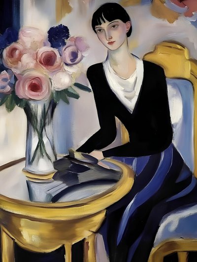 Elegant Lady With Roses by Avanesova Elena