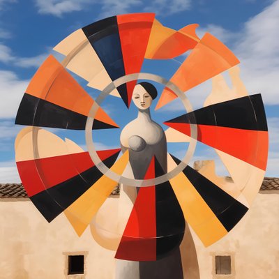 Elegant Woman Geometric Sky by Avanesova Elena