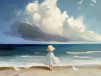 Girl Watching Sea by Avanesova Elena