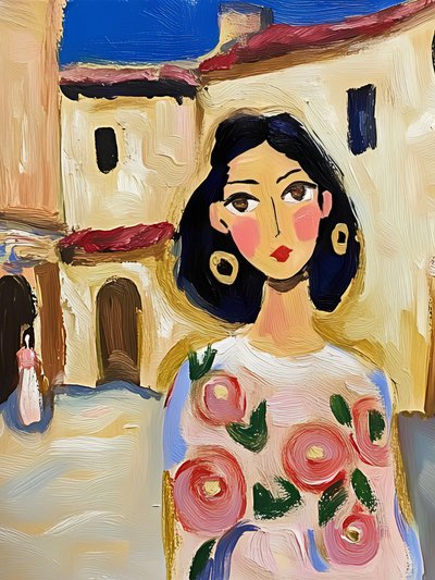 Painted Floral Town Woman by Avanesova Elena
