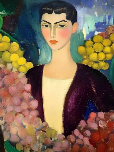 Serene Woman with Grapes by Avanesova Elena