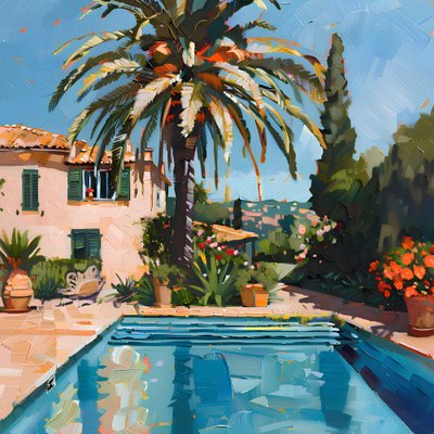 Sunny Mediterranean Pool by Avanesova Elena