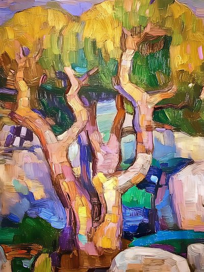Vibrant Tree Trunks by Avanesova Elena