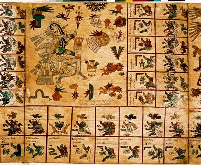 Representation of Aztec Deities and Calendar Boxes (Codex Borbonicus) by Aztec