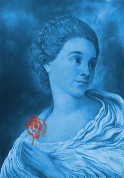 Blue Portrait Red Rose by Balazs Solti