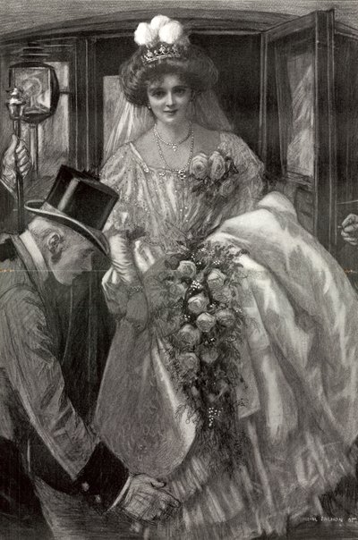 Debutante alighting from her carriage to be received at Court by Balliol (after) Salmon
