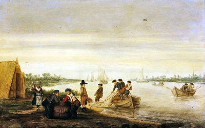 River Scene with Fishermen Drawing Nets by Barent Avercamp