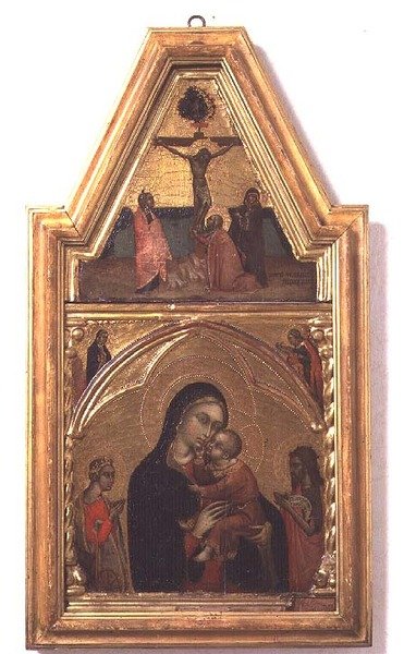 Madonna and Child with St. John the Baptist and St. Catherine, with Crucifixion Scene Above by Barnaba da Modena