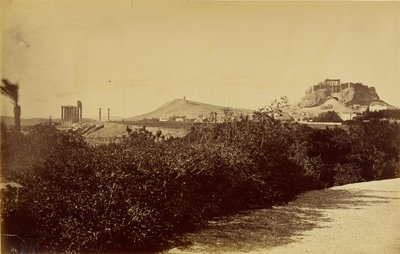 Athens - Temple of Zeus Olympios and Acropolis from the East by Baron Paul des Granges